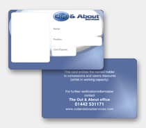 Plastic ID Card Printing - The "Out & About" used as an example of previous work