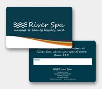 Plastic Loyalty Card Printing - The "River Spa" used as an example of previous work